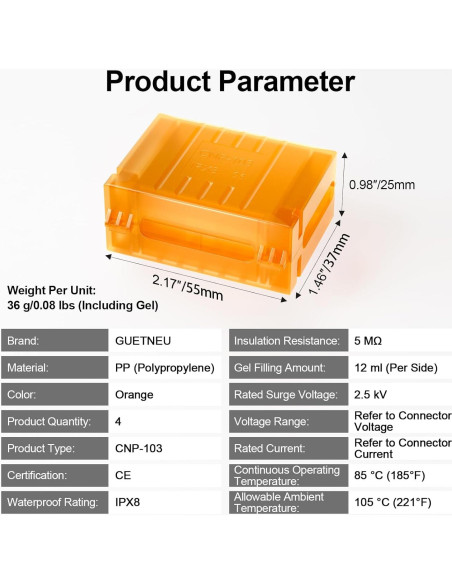 4 Piezas Cajas de Gel Impermeables New.Sunny IPX8