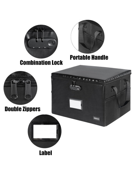 Caja de Documentos a Prueba de Fuego DEEGO 10.5L Negra