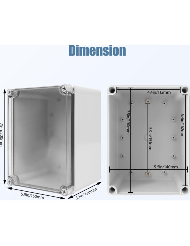Caja de Conexiones LeMotech IP67 200x150x130mm Gris