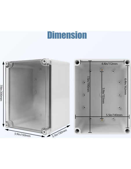 Caja de Conexiones LeMotech IP67 200x150x130mm Gris