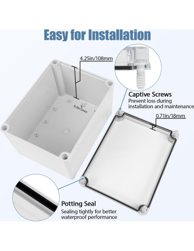 Caja de Conexiones LeMotech IP67 200x150x130mm Gris
