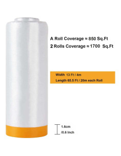 Película de Enmascarar Pre-Cinta AConnet 4m x 20m 2 Rollos 2