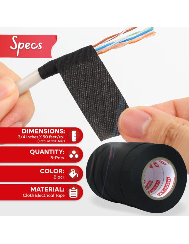 Cinta de Arnés de Alambre XFasten 2 cm x 15 m (5-Pack) Alta Temp