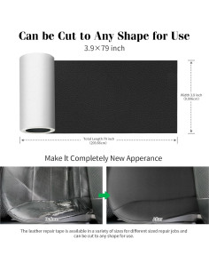 Kit Reparación Cuero CHEIGHY Autoadhesivo 1.98m Negro 2