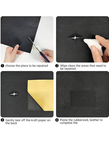 Kit de Parche Autoadhesivo de Cuero Negro Cindy's Tape 7,62x152,4cm