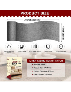 Cinta de reparación de lino Cahomo 10,16x200,66 cm Gris oscuro 2