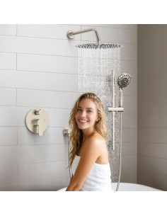 Sistema de Ducha SR SUN RISE 12" Lluvia y Mano Níquel 2