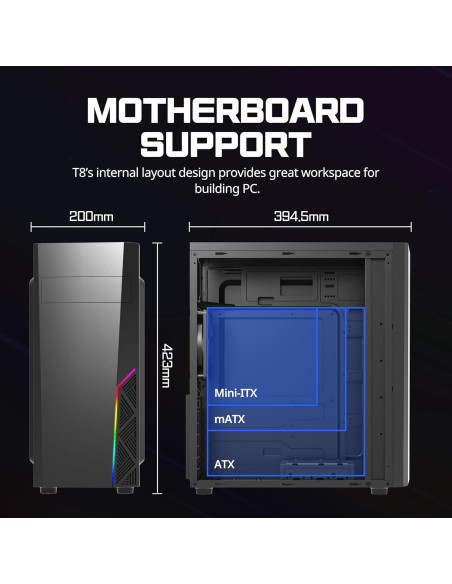 Caja de PC Zalman T8 ATX con RGB y Ventilador 120mm