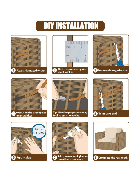 Kit de Reparación de Mimbre Laphivieh 36.6m Marrón Oscuro