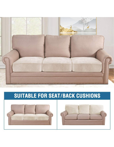 Funda de Cojín de Sofá H.VERSAILTEX Terciopelo Marfil 3 Pzas