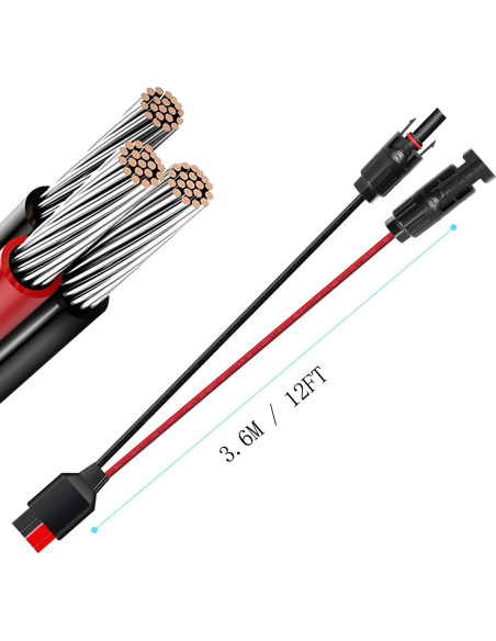 Cable de carga solar 10AWG ZkeeShop 3.6m para paneles solares