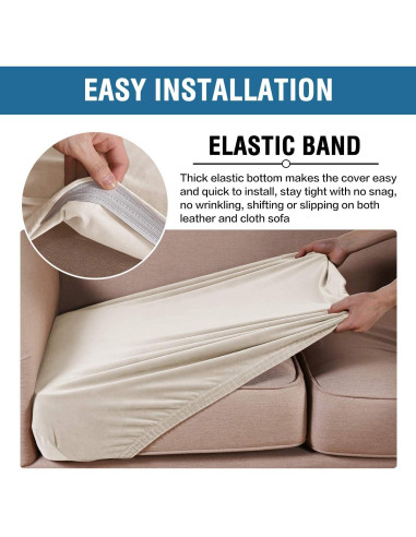 Funda de Cojín de Sofá H.VERSAILTEX Terciopelo Marfil 3 Pzas