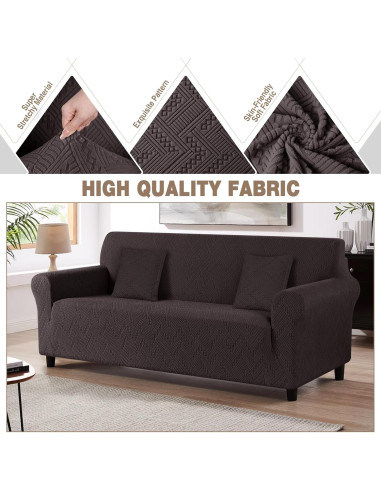 Funda de Sofá Ruaozz Chocolate 3 Plazas Antideslizante