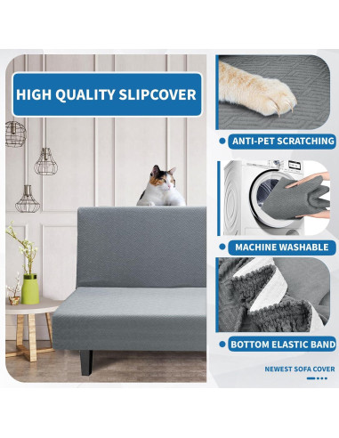 Funda de Futón XINEAGE Gris Claro Estirable 170-210 cm