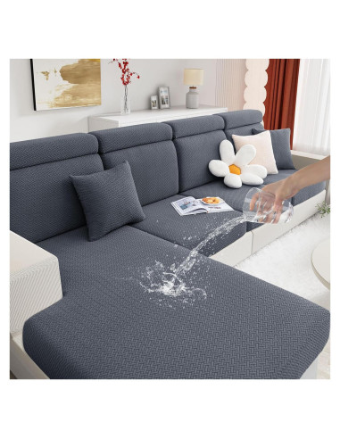 Fundas de Cojín de Sofá Impermeables Hyha 3 Paquetes Gris