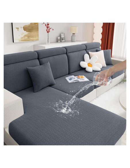 Fundas de Cojín de Sofá Impermeables Hyha 3 Paquetes Gris