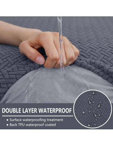 Fundas de Cojín de Sofá Impermeables Hyha 3 Paquetes Gris