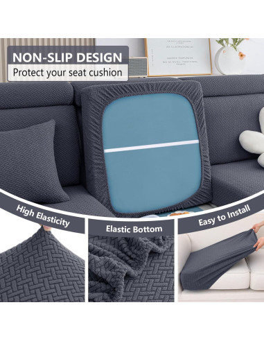 Fundas de Cojín de Sofá Impermeables Hyha 3 Paquetes Gris