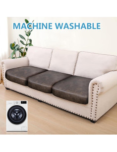 Fundas de cojín sofá 3 plazas ANARACHON marrón elástico 2