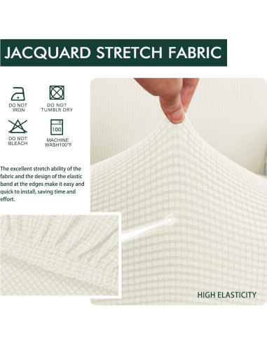 Funda de Cojín de Sofá Hokway Elástica Mediana Blanco Crema