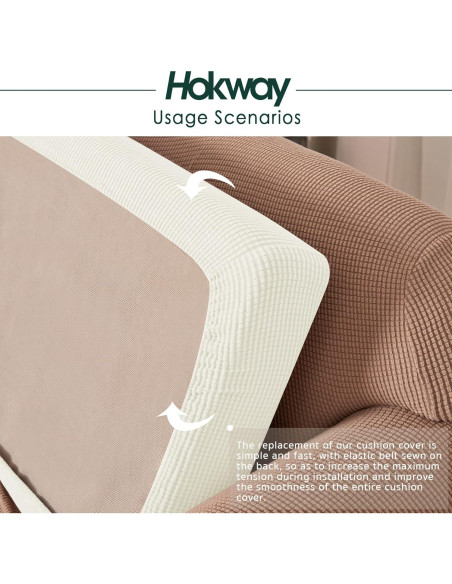 Funda de Cojín de Sofá Hokway Elástica Mediana Blanco Crema
