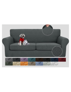 Funda de Sofá JIVINER 3 Piezas Loveseat XL Gris Oscuro