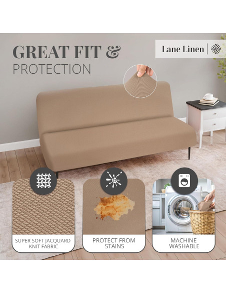 Funda de Sofá Futon LANE LINEN Taupe Ajuste Elástico 1 Pieza