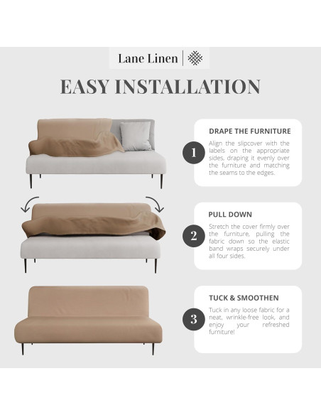Funda de Sofá Futon LANE LINEN Taupe Ajuste Elástico 1 Pieza