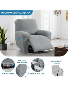 Funda para Sillón Reclinable ZNSAYOTX 3 Piezas Gris Claro 2