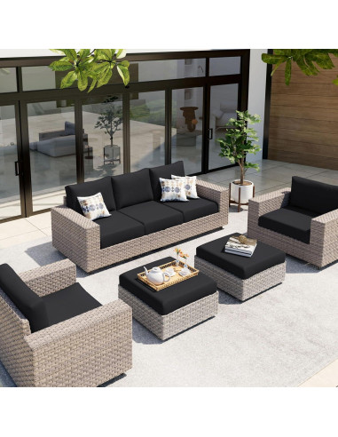 Cubierta de cojín de sofá impermeable hyha mediana negra