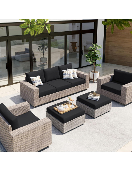 Cubierta de cojín de sofá impermeable hyha mediana negra