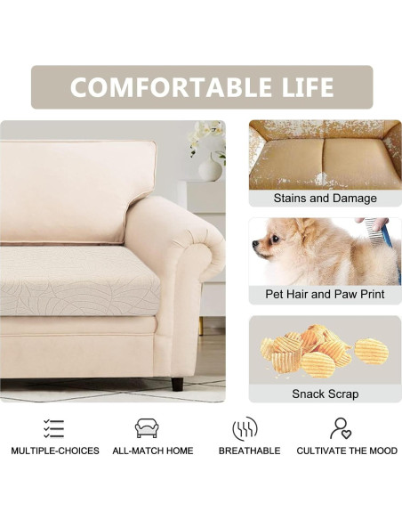 Funda de Cojín de Sofá SearchI Mediana Jacquard Crema