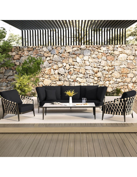 Cubierta de cojín de sofá impermeable hyha mediana negra