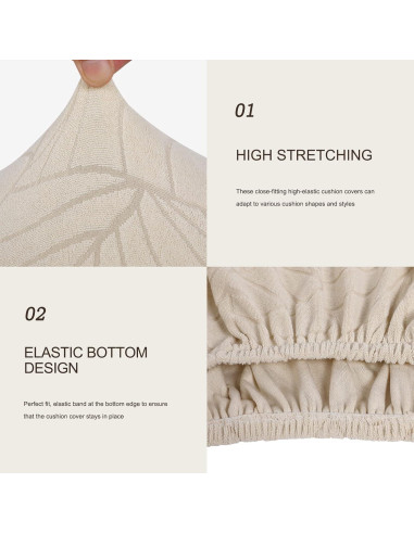 Funda de Cojín de Sofá SearchI Mediana Jacquard Crema