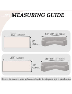 Cubierta de Sofá Seccional HDCAXKJ Gris 91x276 cm Antideslizante 2