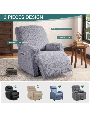 Cubierta de Sofá Reclinable Ruaozz 1 Plaza Gris Claro