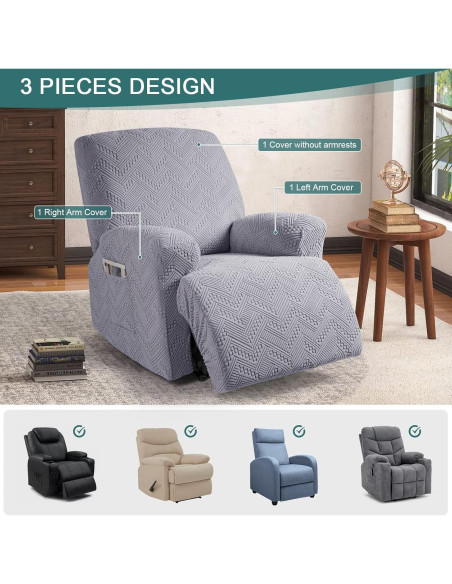 Cubierta de Sofá Reclinable Ruaozz 1 Plaza Gris Claro
