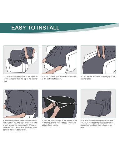 Cubierta de Sofá Reclinable Ruaozz 1 Plaza Gris Claro