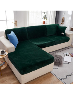 Funda de Sofá MIFXIN Terciopelo Verde Oscuro 1 Plaza 2