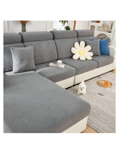 Funda elástica para sofá en L ELEOPTION gris 3 plazas