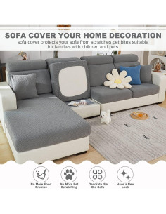 Funda elástica para sofá en L ELEOPTION gris 3 plazas 2
