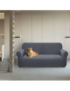 Funda de Sofá Impermeable Petrilife Grande Gris Antideslizante 2