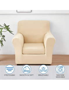 Funda de Sofá Stretch Keyroal Beige 2 Piezas Lavable 2