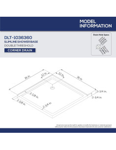Base de Ducha DreamLine SlimLine 91x91 cm Doble Umbral Blanco 2