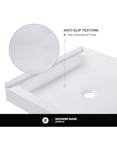 Base de Ducha Acrílica Doble Umbral 106x76 cm Antideslizante