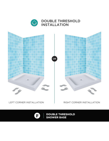 Base de Ducha Acrílica Doble Umbral 106x76 cm Antideslizante