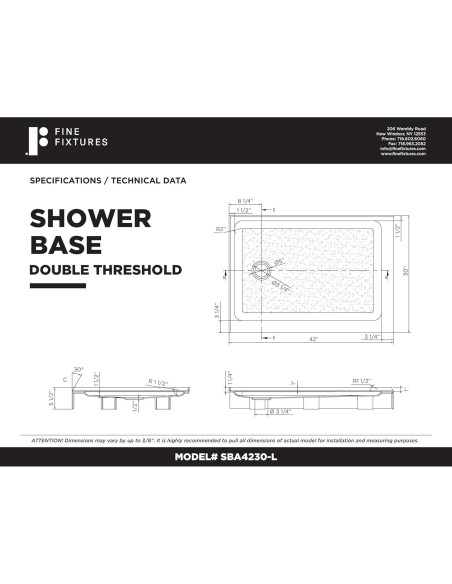 Base de Ducha Acrílica Doble Umbral 106x76 cm Antideslizante