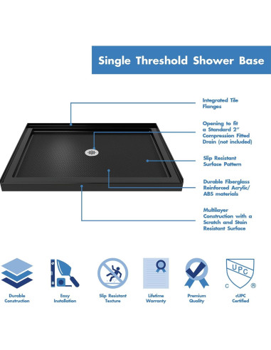 Base de Ducha DreamLine SlimLine 106,7x91,4 cm Negro