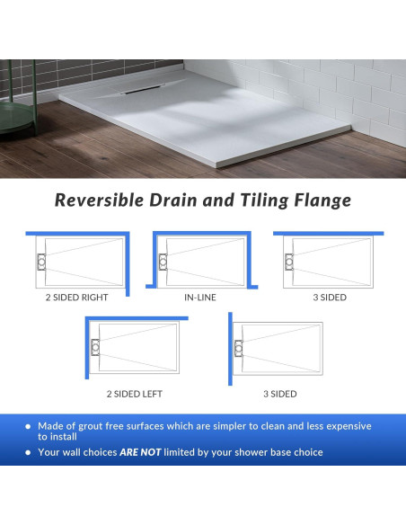 Base de Ducha Woodbridge 80 x 120 cm Sin Umbral Blanco