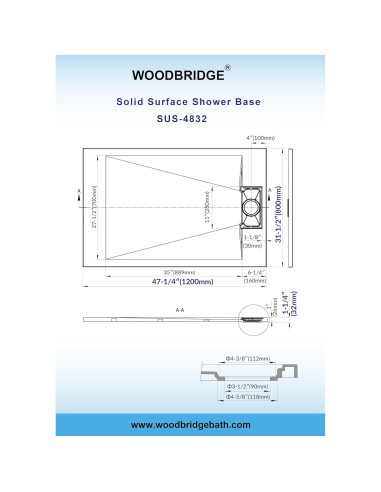 Base de Ducha Woodbridge 80 x 120 cm Sin Umbral Blanco